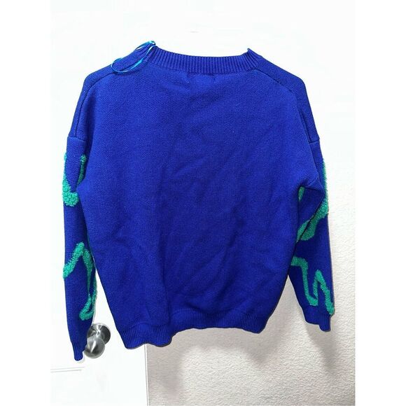Treaded Leafs Embroidered Dinosaur Knit Sweater - Picture 4 of 6